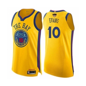 Golden State Warriors #10 Jacob Evans Authentic Gold Basketball 2019 Basketball Finals Bound Jersey - City Edition