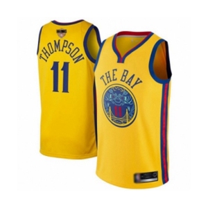 Golden State Warriors #11 Klay Thompson Authentic Gold 2019 Basketball Finals Bound Basketball Jersey - City Edition