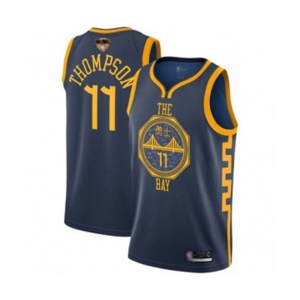 Golden State Warriors #11 Klay Thompson Authentic Navy Blue Basketball 2019 Basketball Finals Bound Jersey - City Edition