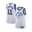 Golden State Warriors #11 Klay Thompson Authentic White Hardwood Classics 2019 Basketball Finals Bound Basketball Jersey