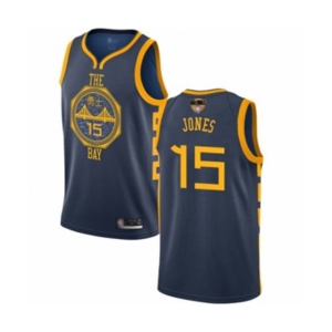 Golden State Warriors #15 Damian Jones Authentic Navy Blue Basketball 2019 Basketball Finals Bound Jersey - City Edition