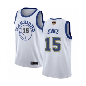 Golden State Warriors #15 Damian Jones Authentic White Hardwood Classics 2019 Basketball Finals Bound Basketball Jersey