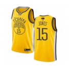 Golden State Warriors #15 Damian Jones Yellow Swingman 2019 Basketball Finals Bound Jersey - Earned Edition