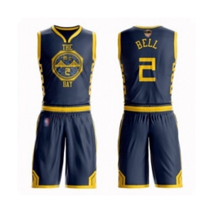 Golden State Warriors #2 Jordan Bell Authentic Navy Blue Basketball Suit 2019 Basketball Finals Bound Jersey - City Edition