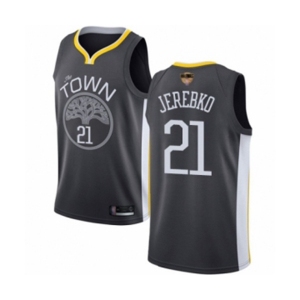 Golden State Warriors #21 Jonas Jerebko Authentic Black Basketball 2019 Basketball Finals Bound Jersey - Statement Edition