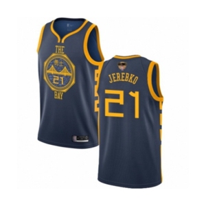 Golden State Warriors #21 Jonas Jerebko Authentic Navy Blue Basketball 2019 Basketball Finals Bound Jersey - City Edition