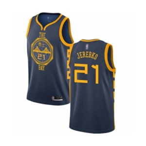 Golden State Warriors #21 Jonas Jerebko Authentic Navy Blue Basketball Jersey - City Edition
