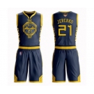 Golden State Warriors #21 Jonas Jerebko Authentic Navy Blue Basketball Suit 2019 Basketball Finals Bound Jersey - City Edition