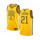 Golden State Warriors #21 Jonas Jerebko Yellow Swingman 2019 Basketball Finals Bound Jersey - Earned Edition