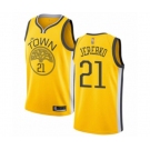 Golden State Warriors #21 Jonas Jerebko Yellow Swingman Jersey - Earned Edition