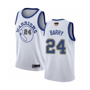 Golden State Warriors #24 Rick Barry Authentic White Hardwood Classics 2019 Basketball Finals Bound Basketball Jersey