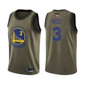 Golden State Warriors #3 David West Swingman Green Salute to Service 2019 Basketball Finals Bound Basketball Jersey