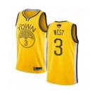 Golden State Warriors #3 David West Yellow Swingman 2019 Basketball Finals Bound Jersey - Earned Edition