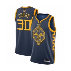 Golden State Warriors #30 Stephen Curry Authentic Navy Blue Basketball 2019 Basketball Finals Bound Jersey - City Edition