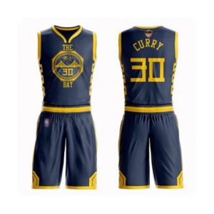 Golden State Warriors #30 Stephen Curry Authentic Navy Blue Basketball Suit 2019 Basketball Finals Bound Jersey - City Edition