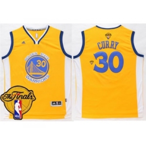 Golden State Warriors #30 Stephen Curry Gold The Finals Patch Stitched NBA Jersey