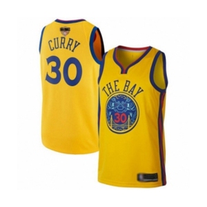 Golden State Warriors #30 Stephen Curry Swingman Gold 2019 Basketball Finals Bound Basketball Jersey - City Edition