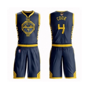 Golden State Warriors #4 Quinn Cook Authentic Navy Blue Basketball Suit 2019 Basketball Finals Bound Jersey - City Edition