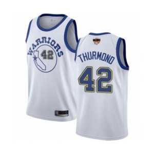 Golden State Warriors #42 Nate Thurmond Authentic White Hardwood Classics 2019 Basketball Finals Bound Basketball Jersey