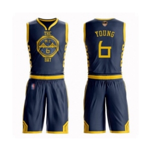 Golden State Warriors #6 Nick Young Authentic Navy Blue Basketball Suit 2019 Basketball Finals Bound Jersey - City Edition