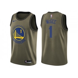 Men Nike Golden State Warriors #1 JaVale McGee Green Salute to Service NBA Swingman Jersey