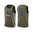 Men Nike Golden State Warriors #3 David West Green Salute to Service NBA Swingman Jersey