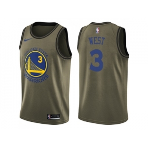 Men Nike Golden State Warriors #3 David West Green Salute to Service NBA Swingman Jersey