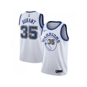 Men Nike Golden State Warriors #35 Kevin Durant White Throwback NBA Swingman Hardwood Classics Jersey