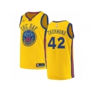 Men Nike Golden State Warriors #42 Nate Thurmond Authentic Gold NBA Jersey - City Edition