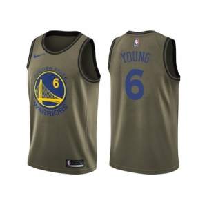 Men Nike Golden State Warriors #6 Nick Young Green Salute to Service NBA Swingman Jersey