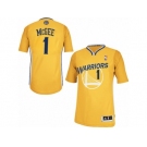 Men's Adidas Golden State Warriors #1 JaVale McGee Authentic Gold Alternate NBA Jersey