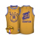 Men's Adidas Golden State Warriors #11 Klay Thompson Swingman Gold Throwback The City 2017 The Finals Patch NBA Jersey