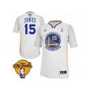 Men's Adidas Golden State Warriors #15 Damian Jones Swingman White Alternate 2017 The Finals Patch NBA Jersey