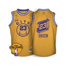 Men's Adidas Golden State Warriors #23 Draymond Green Swingman Gold Throwback The City 2017 The Finals Patch NBA Jersey