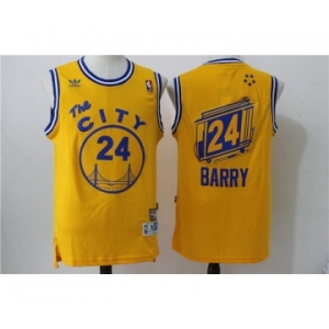 Men's Adidas Golden State Warriors #24 Rick Barry Authentic Gold Throwback The City NBA Jersey