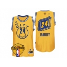 Men's Adidas Golden State Warriors #24 Rick Barry Swingman Gold Throwback The City 2017 The Finals Patch NBA Jersey