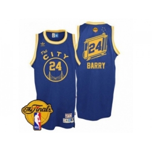 Men's Adidas Golden State Warriors #24 Rick Barry Swingman Royal Blue Throwback The City 2017 The Finals Patch NBA Jersey