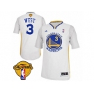 Men's Adidas Golden State Warriors #3 David West Authentic White Alternate 2017 The Finals Patch NBA Jersey