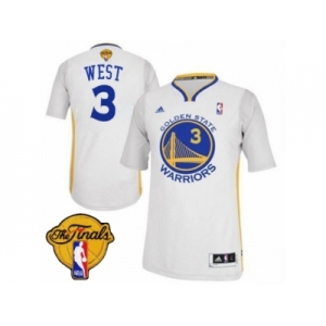 Men's Adidas Golden State Warriors #3 David West Authentic White Alternate 2017 The Finals Patch NBA Jersey