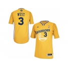 Men's Adidas Golden State Warriors #3 David West Swingman Gold Alternate NBA Jersey