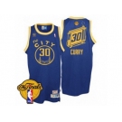 Men's Adidas Golden State Warriors #30 Stephen Curry Authentic Royal Blue Throwback The City 2017 The Finals Patch NBA Jersey