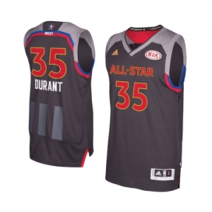 Men's Adidas Golden State Warriors #35 Kevin Durant Authentic Charcoal 2017 All Star NBA Jersey