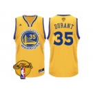 Men's Adidas Golden State Warriors #35 Kevin Durant Authentic Gold 2017 The Finals Patch NBA Jersey