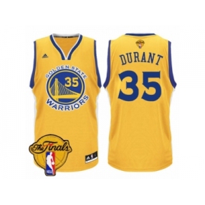 Men's Adidas Golden State Warriors #35 Kevin Durant Authentic Gold 2017 The Finals Patch NBA Jersey