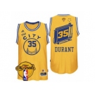 Men's Adidas Golden State Warriors #35 Kevin Durant Swingman Gold Throwback The City 2017 The Finals Patch NBA Jersey