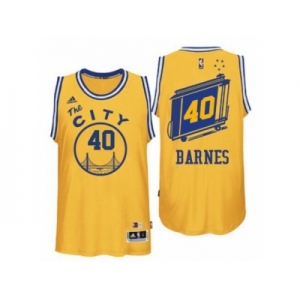 Men's Adidas Golden State Warriors #40 Harrison Barnes Authentic Gold Throwback The City NBA Jersey