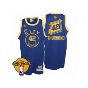 Men's Adidas Golden State Warriors #42 Nate Thurmond Swingman Royal Blue Throwback The City 2017 The Finals Patch NBA Jersey