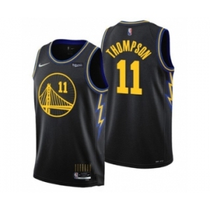 Men's Golden State Warriors #11 Klay Thompson 75th Anniversary Black Stitched Basketball Jersey