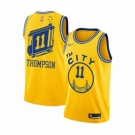 Men's Golden State Warriors #11 Klay Thompson Authentic Gold Hardwood Classics Basketball Jersey - The City Classic Edition