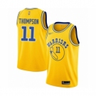 Men's Golden State Warriors #11 Klay Thompson Authentic Gold Hardwood Classics Basketball Jersey